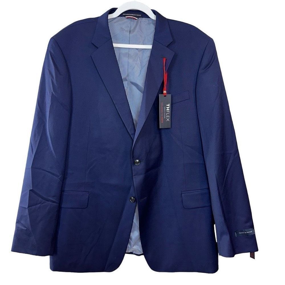 Tommy Hilfiger Men's Navy Blue Modern Fit Long-Sleeve Suit Jacket Size 48L NWT - Picture 10 of 10